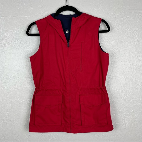 Ralph Lauren Reversible Red Blue Hooded Sleek Cinched Waist Vest M - Picture 4 of 8